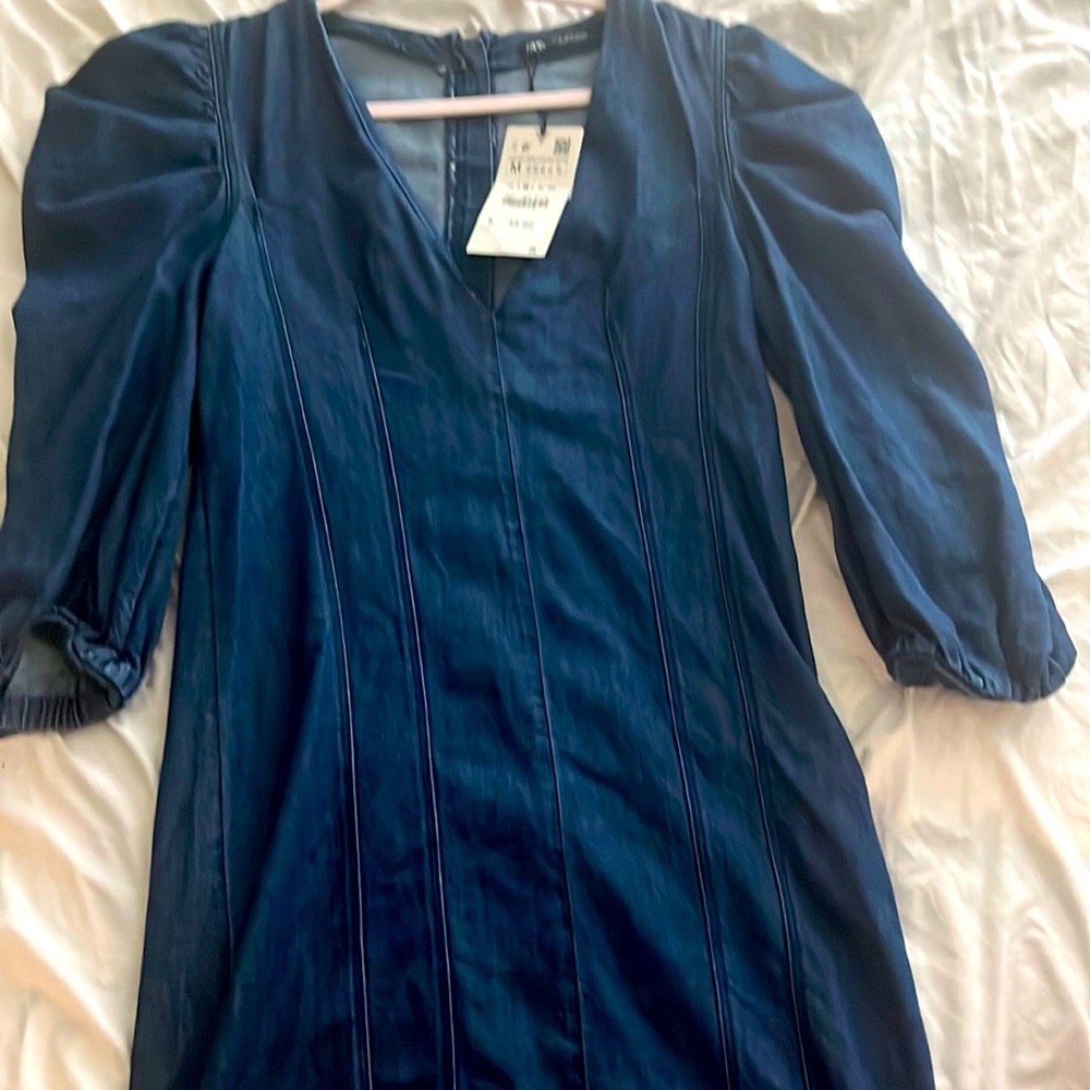 Zara Denim Puff Sleeve Dress | NWT | Size M
